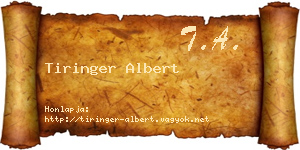 Tiringer Albert névjegykártya